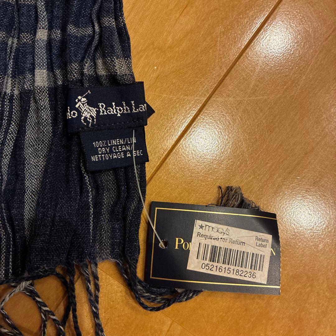 新品Polo Ralph Laurenネイビーチェックストール キムタク着私物
