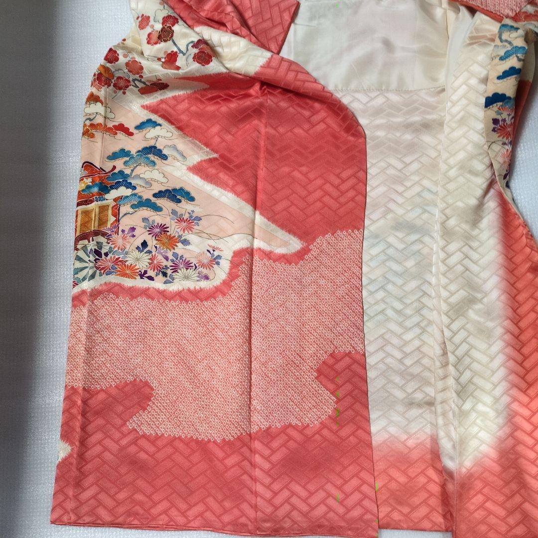 ✨50% OFF✨振袖 ピンク系 花柄 金色の帯長襦袢の3点セット