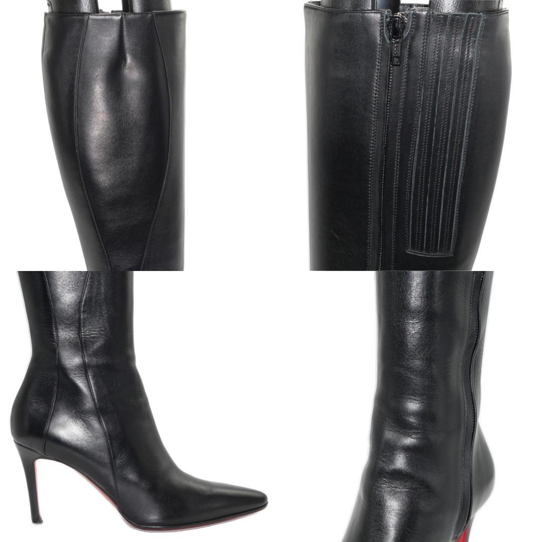 36.5　Christian Louboutin　黒　8cmヒール　ヒール傷