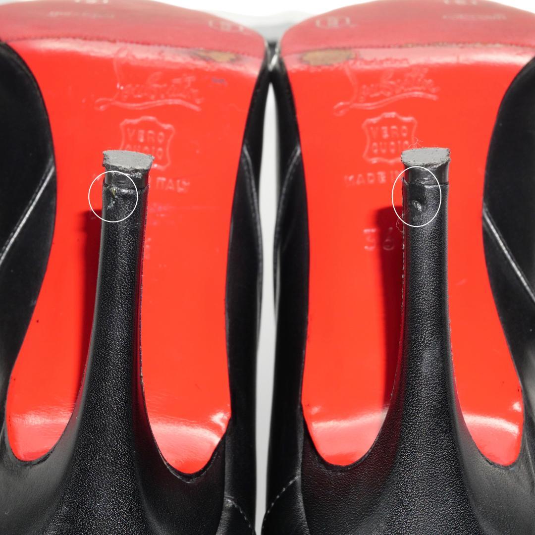 36.5　Christian Louboutin　黒　8cmヒール　ヒール傷