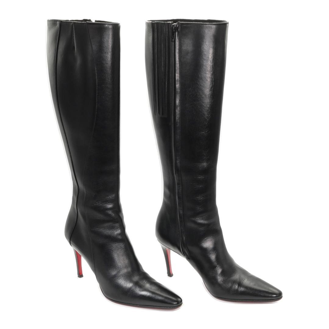 36.5　Christian Louboutin　黒　8cmヒール　ヒール傷