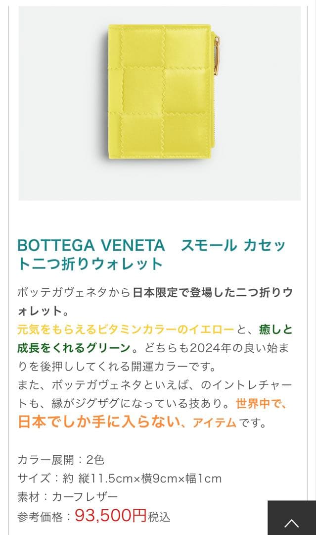 BOTTEGA VENETA ボッテガヴェネタ　二つ折りファスナーウォレット財布