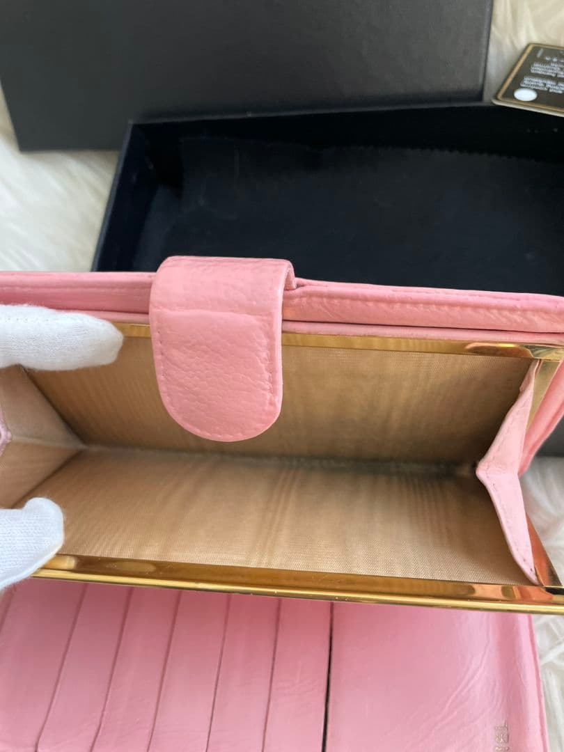 CHANEL シャネル 二つ折り 財布 ピンク ココマーク がま口 キャビア