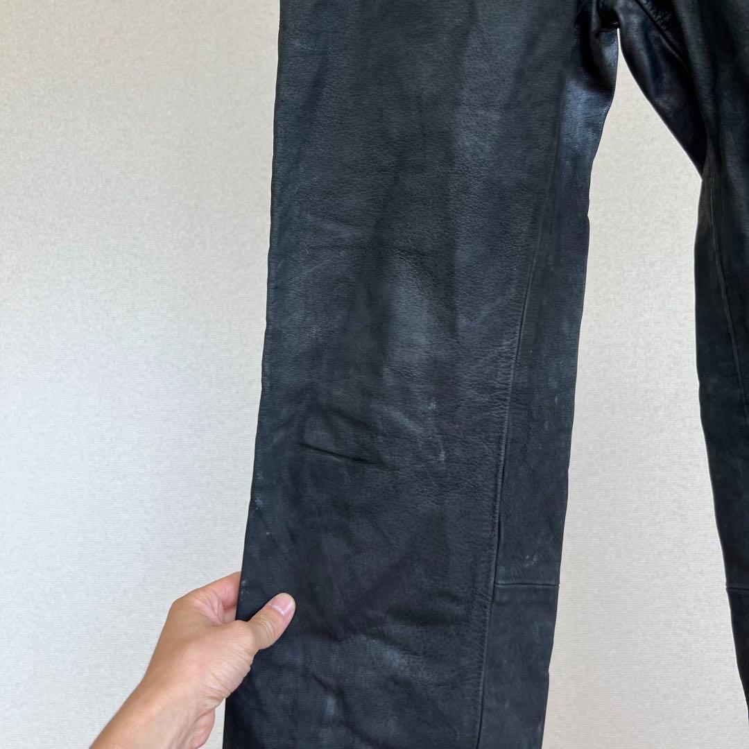 USED USA古着 黒 スウェード レザーパンツ レースアップ vintage