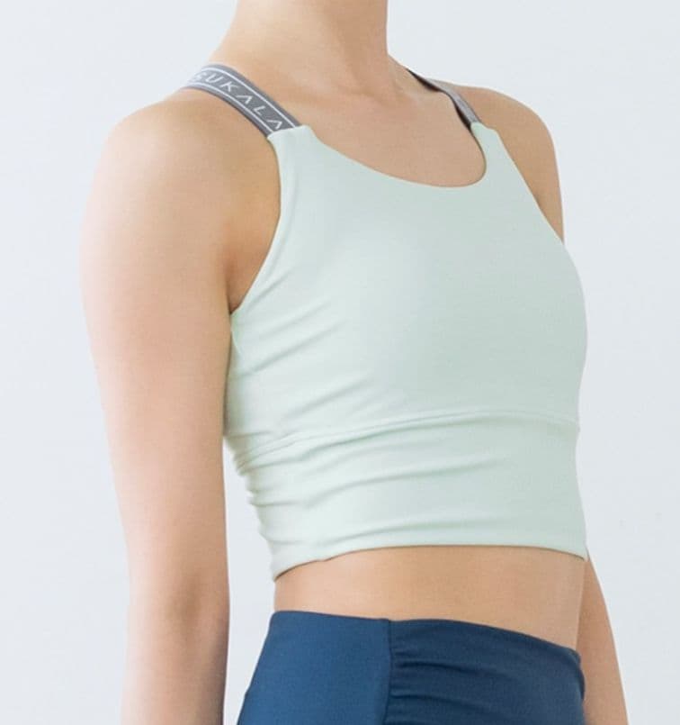 お値下【新作・SUKALA】バッククロスロゴブラトップ　ライトグリーン　LAVA