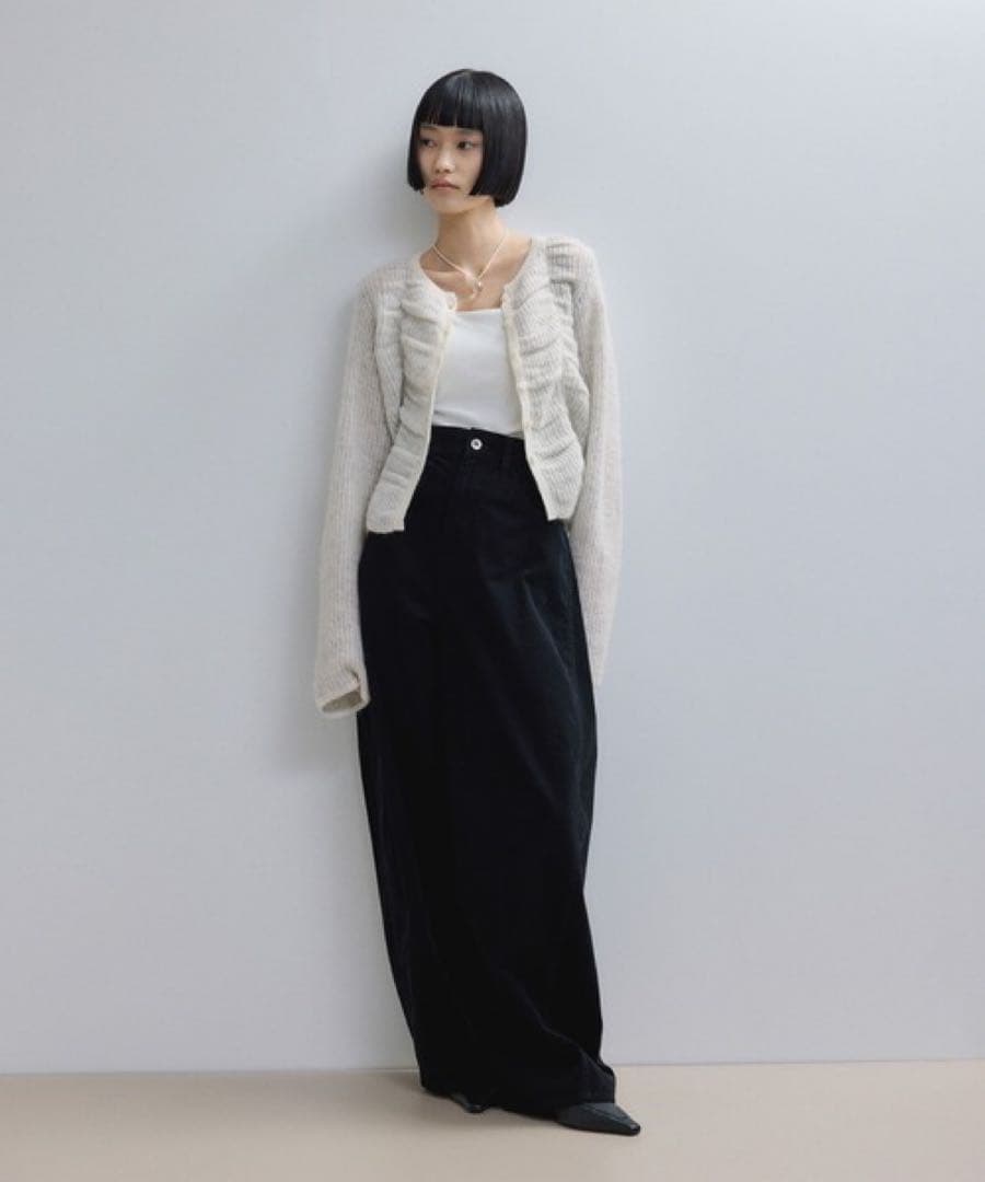 【WEB限定】ダブルモヘアシャーリングカーディガン ベージュ　アダムエロペ