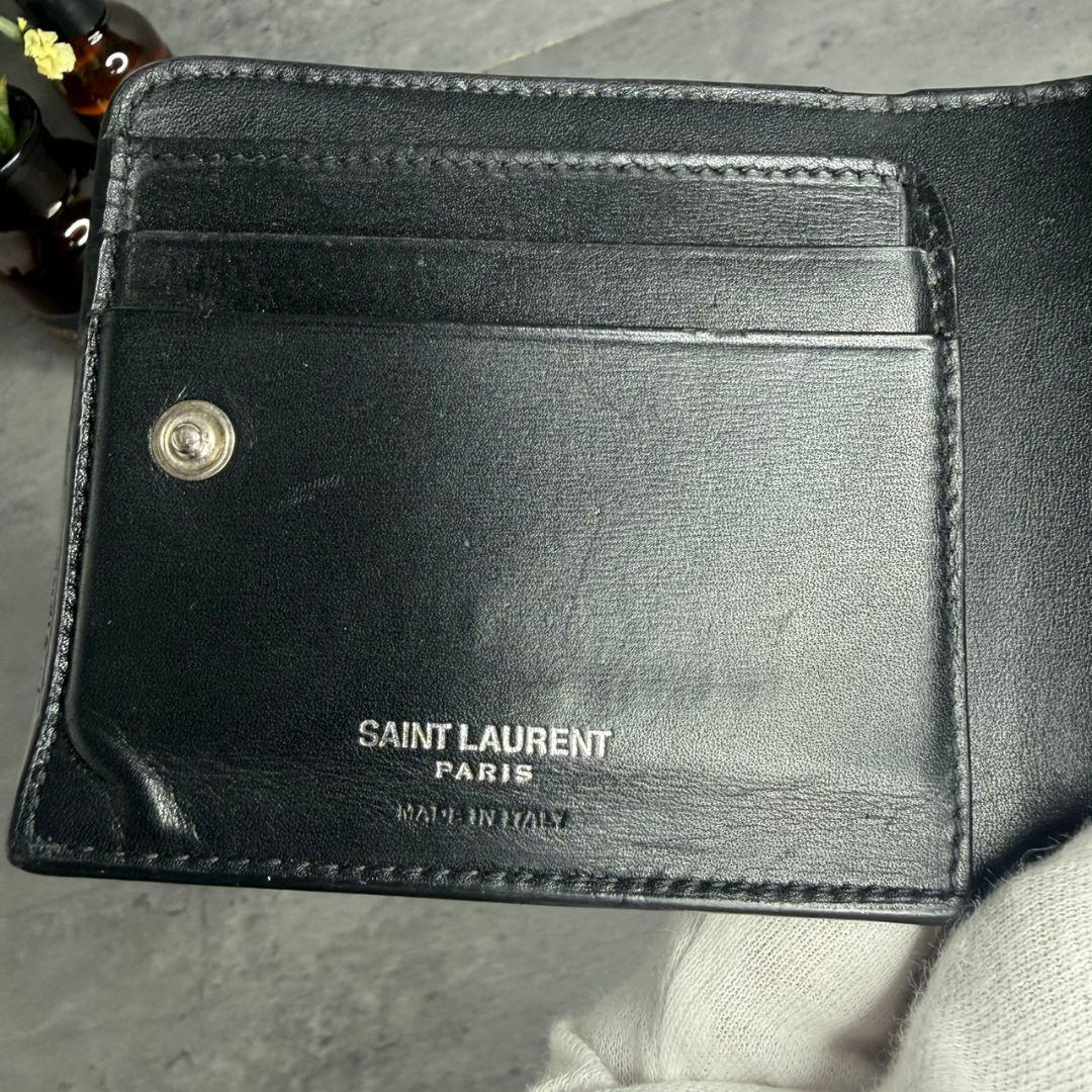 SAINT LAURENT 二つ折り財布 YSL カサンドラ L字ファスナー 黒