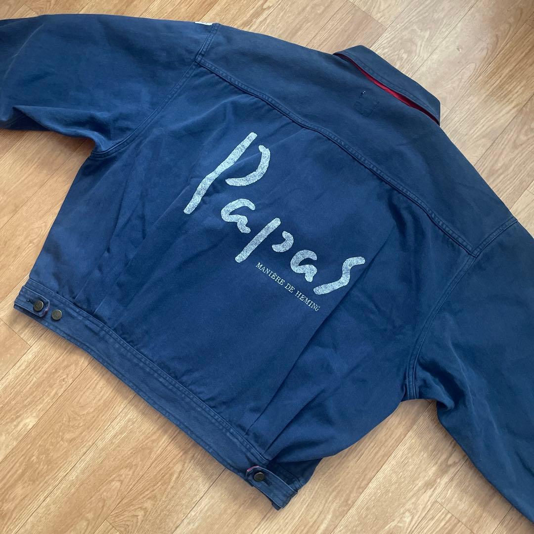 【美品】希少★Papas★パパス★M★ヴィンテージ★ブルゾン★ネイビー