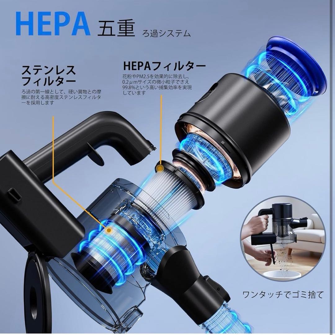 コードレス 掃除機 サイクロン 45000pa超強力吸引 コードレス掃除機 軽量