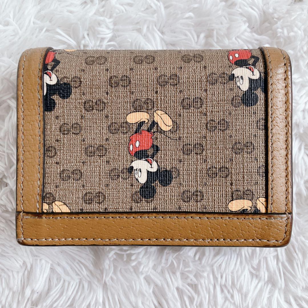 美品✨ グッチ ディズニー ミッキー 折り財布 GGスプリーム PV ブラウン