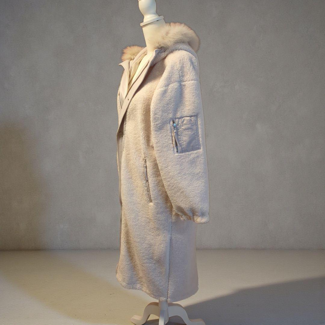 LASUD MILITARY ラシュッド ファーフーデッドボアコート 9号 白