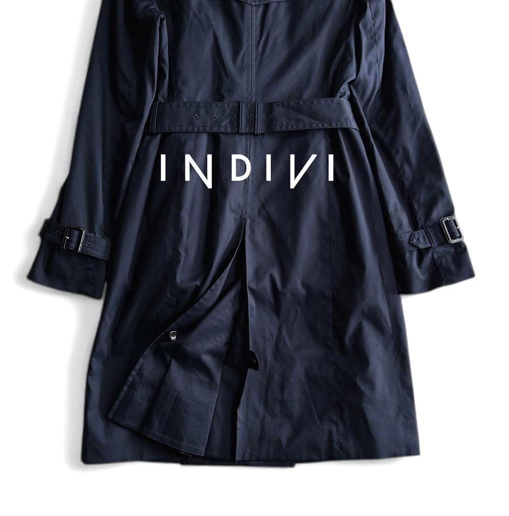 極美品 インディヴィ 防シワ 中綿ライナー付 2WAY ロングトレンチコートL