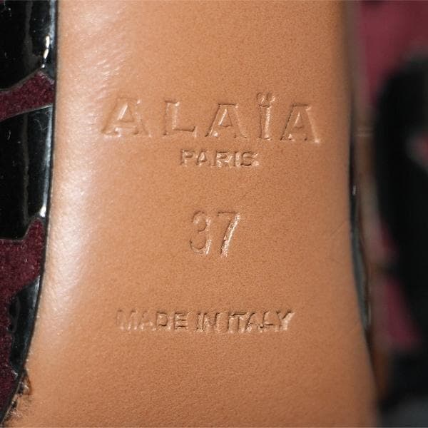 リ*ン様 アライア ALAIA ショートブーツ バックジップ 赤 黒 レザー 3