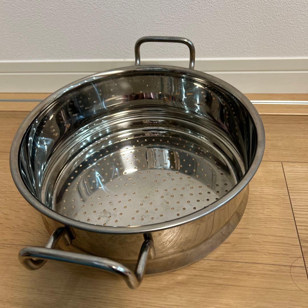 ジオ・プロダクト　蒸し器付鍋　25㎝　ジオプロダクト　両手鍋　ステンレス