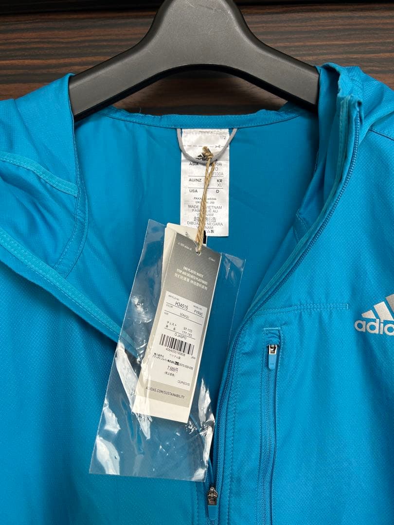 【タグ付】アディダス ウインドブレーカージャケット フード付き adidas