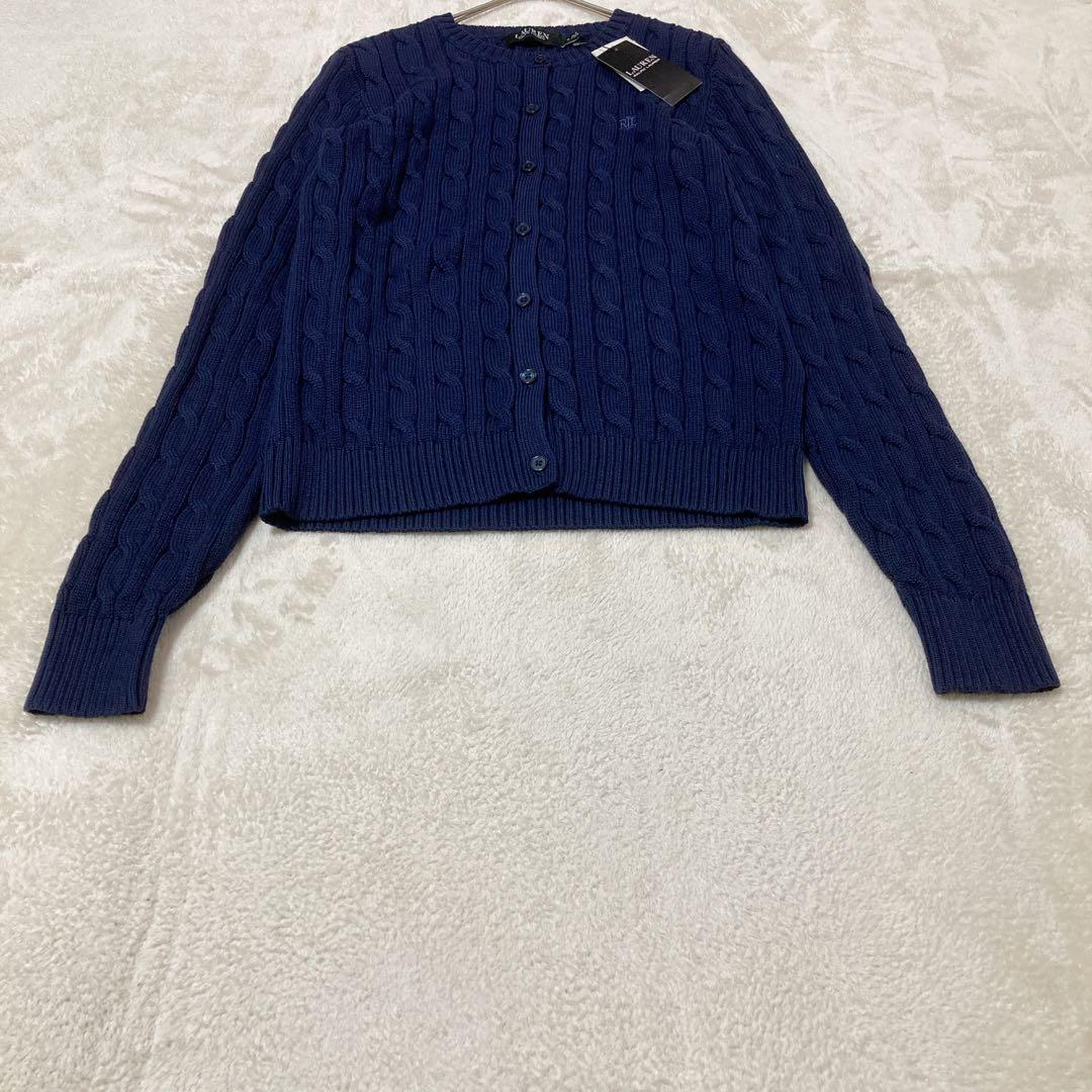 【新品】タグ付き ローレン ラルフローレン ケーブルニット カーディガン 刺繍