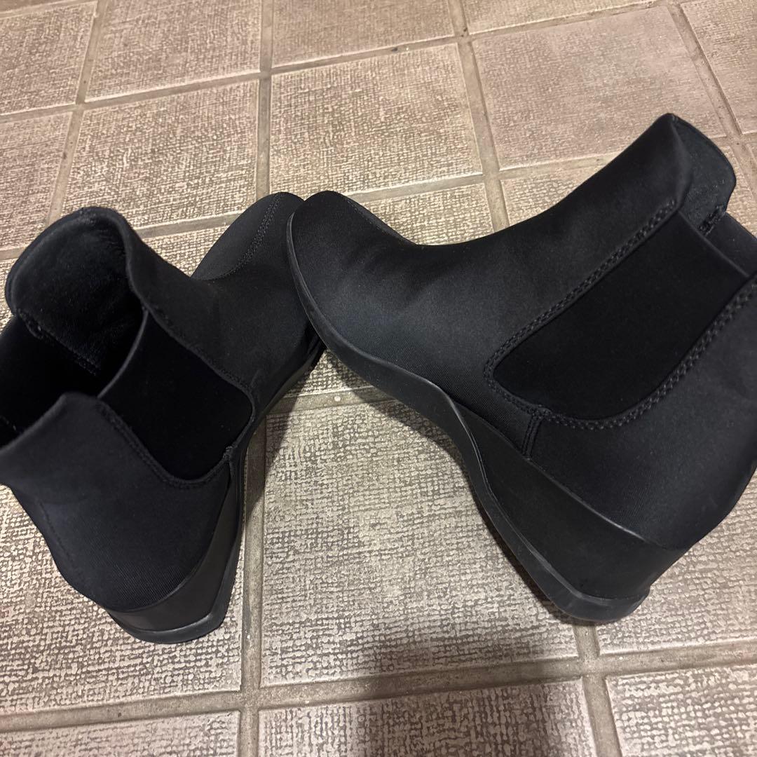 fitfit 23.5cm 撥水布ショートブーツ　黒　ブラック