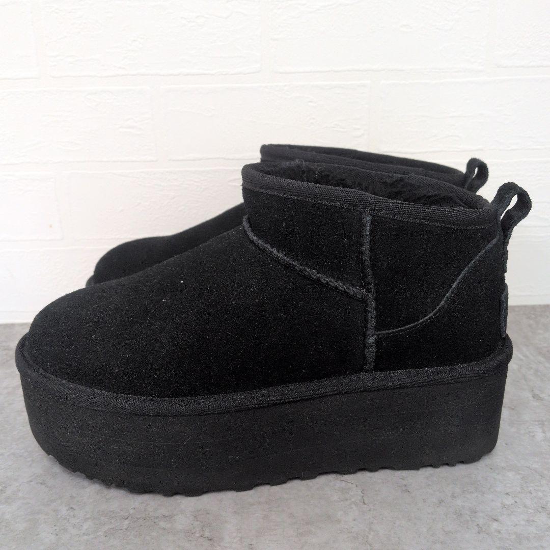 280○⑩ UGG 黒 厚底ムートンブーツ 23