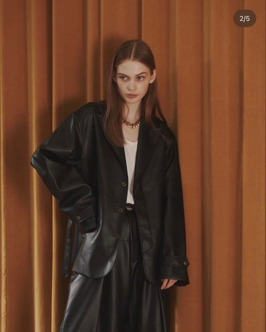 ジャケット・アウター Seyto fake leather jacket/wide pants