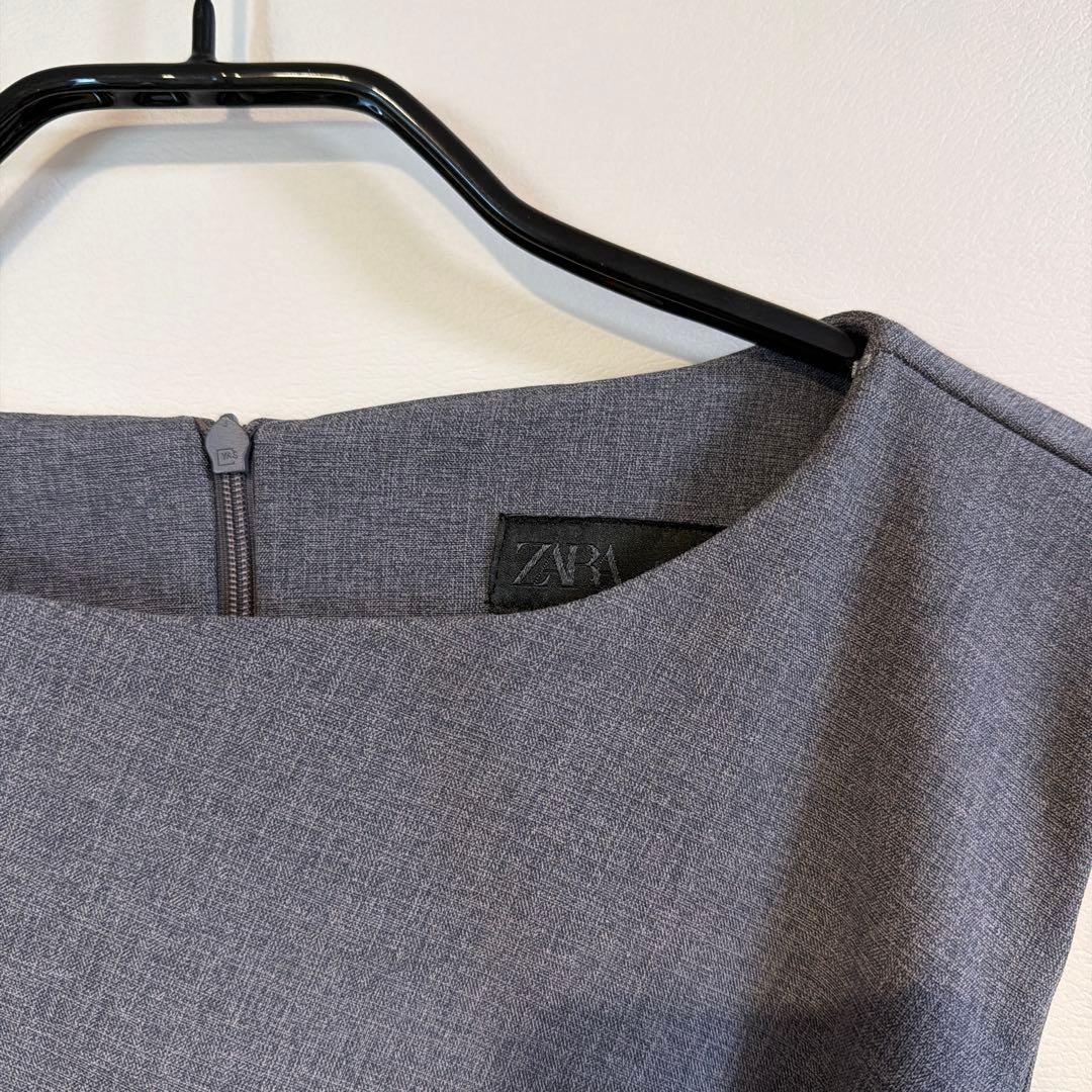 【新品】【完売品】ZARA クルーネックノースリーブワンピース グレー