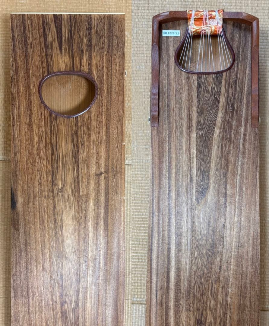 【福山琴】 角巻 並甲 すだれ彫 蒔絵有 付属品多数 練習用 13絃 箏 琴