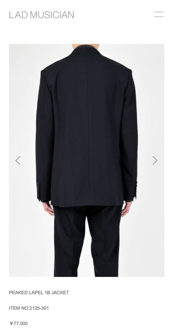 ラッドミュージシャン PEAKED LAPEL 1B JACKET