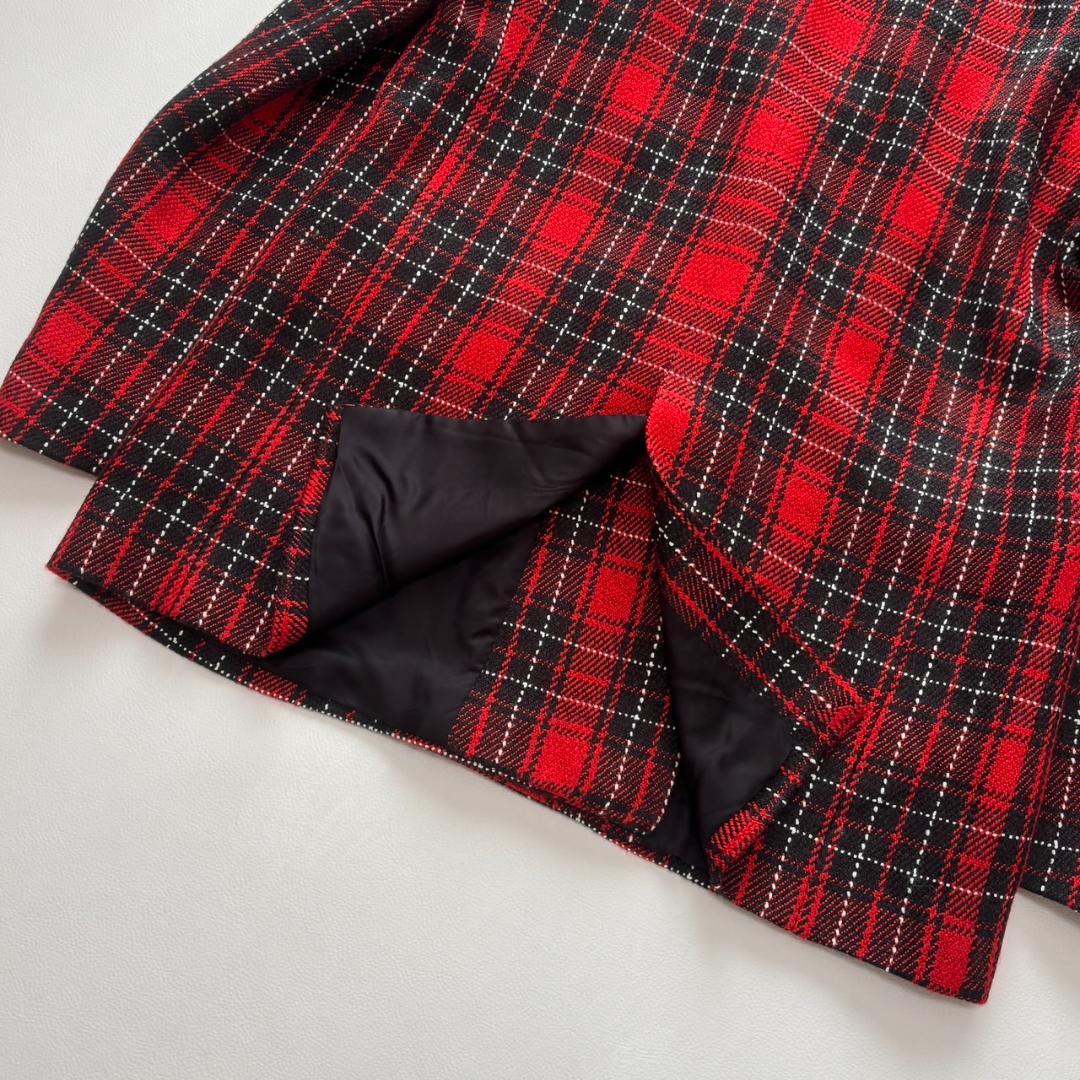 【新品】 ZARA テーラードジャケット 金ボタン ツイード ダブル L相当 赤