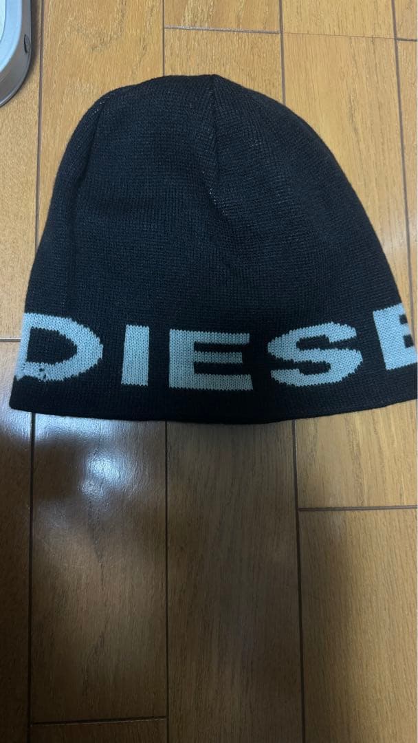 00s DIESEL ディーゼル ニット帽 ビーニー ブラック リバーシブル