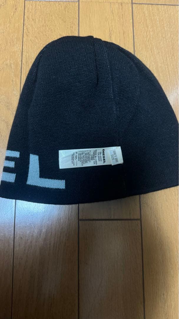 00s DIESEL ディーゼル ニット帽 ビーニー ブラック リバーシブル