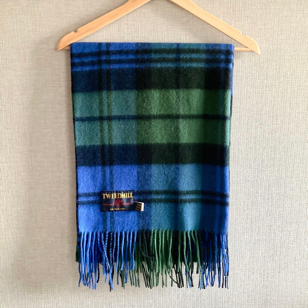 【新品未使用】TWEEDMIL ツイードミル チェックストール ブルーチェック
