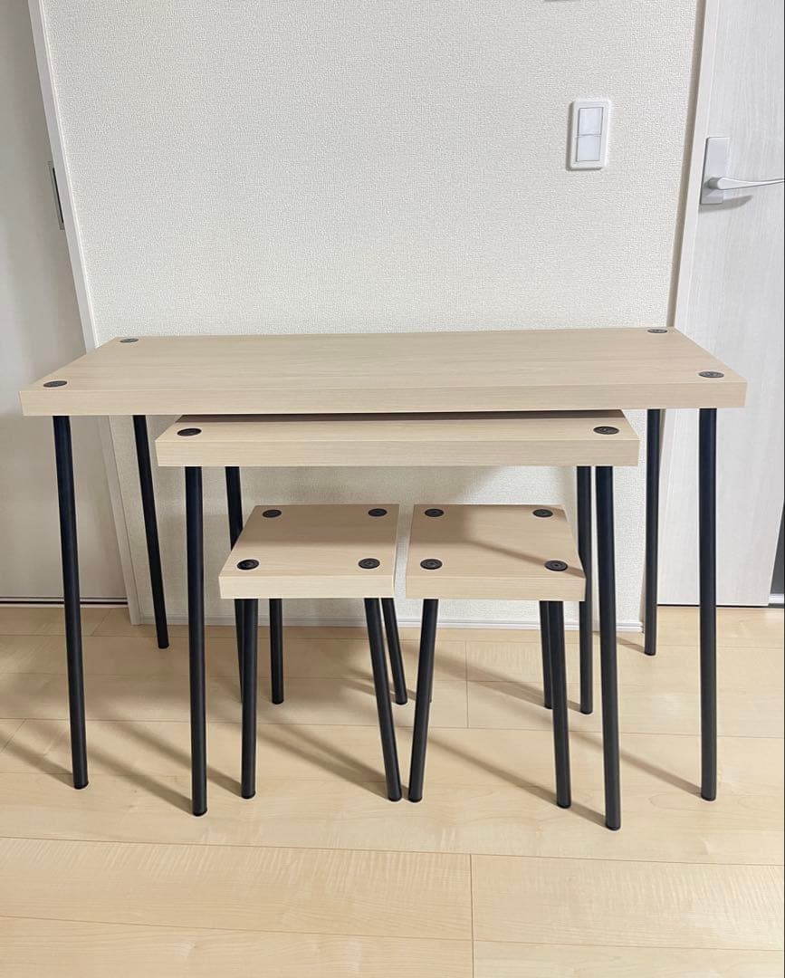 イケア　IKEA フリードネス　FRIDNÄS ネストテーブル2脚　スツール2脚
