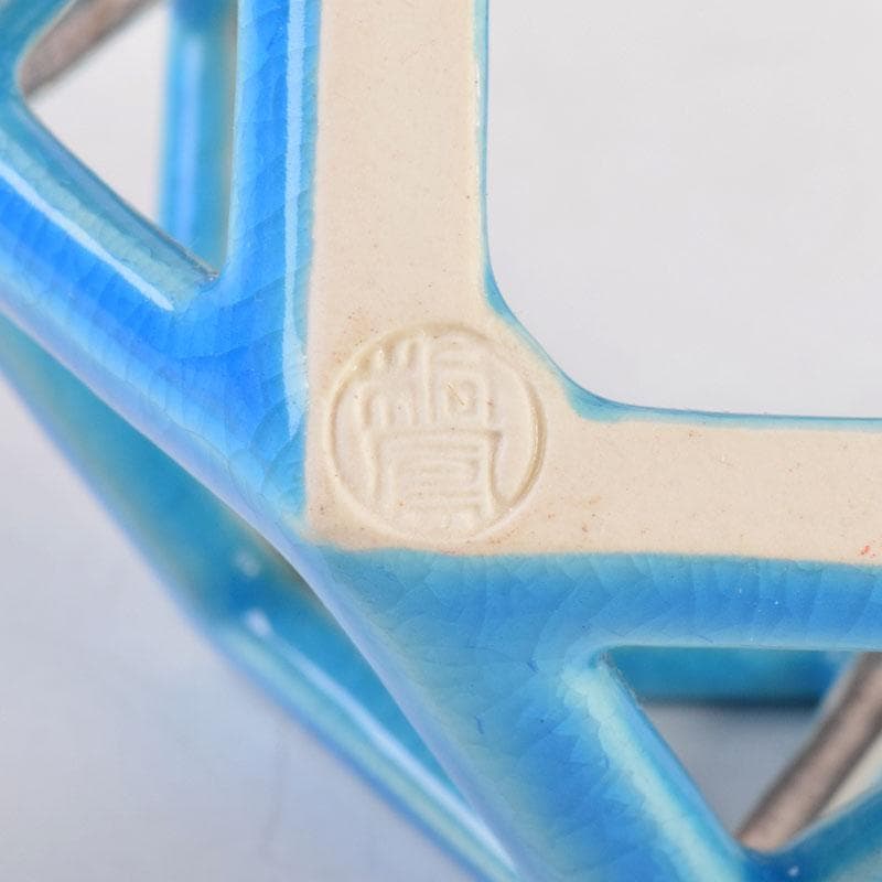 りか茶道具　平安桐鳳作　浅葱交趾切子　蓋置　共箱　V　8395