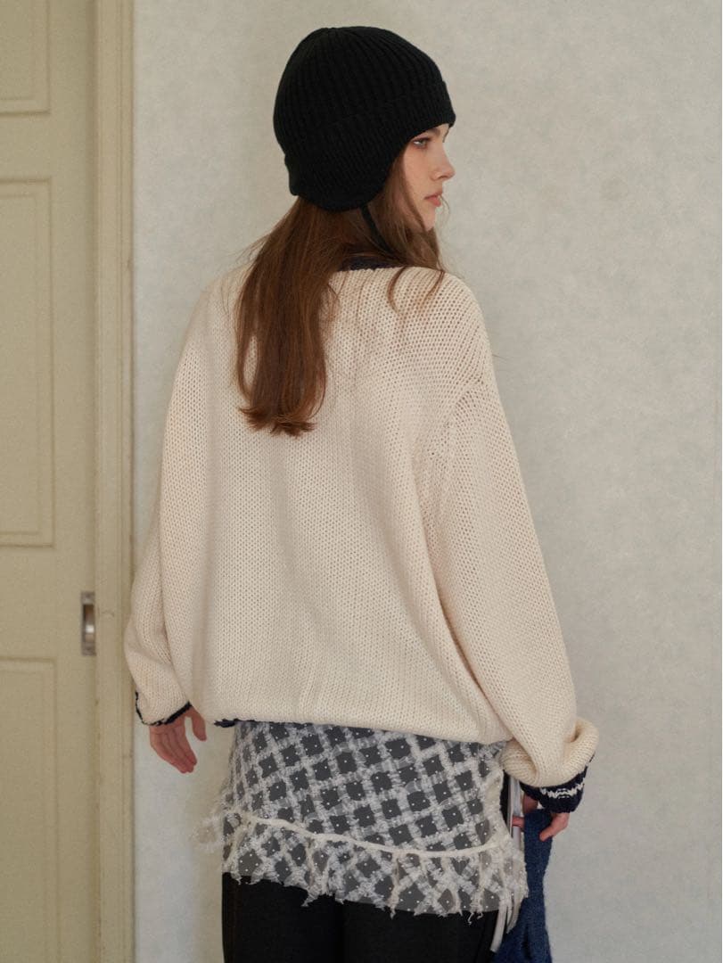 Marine color knit cardigan アリソンブラウン