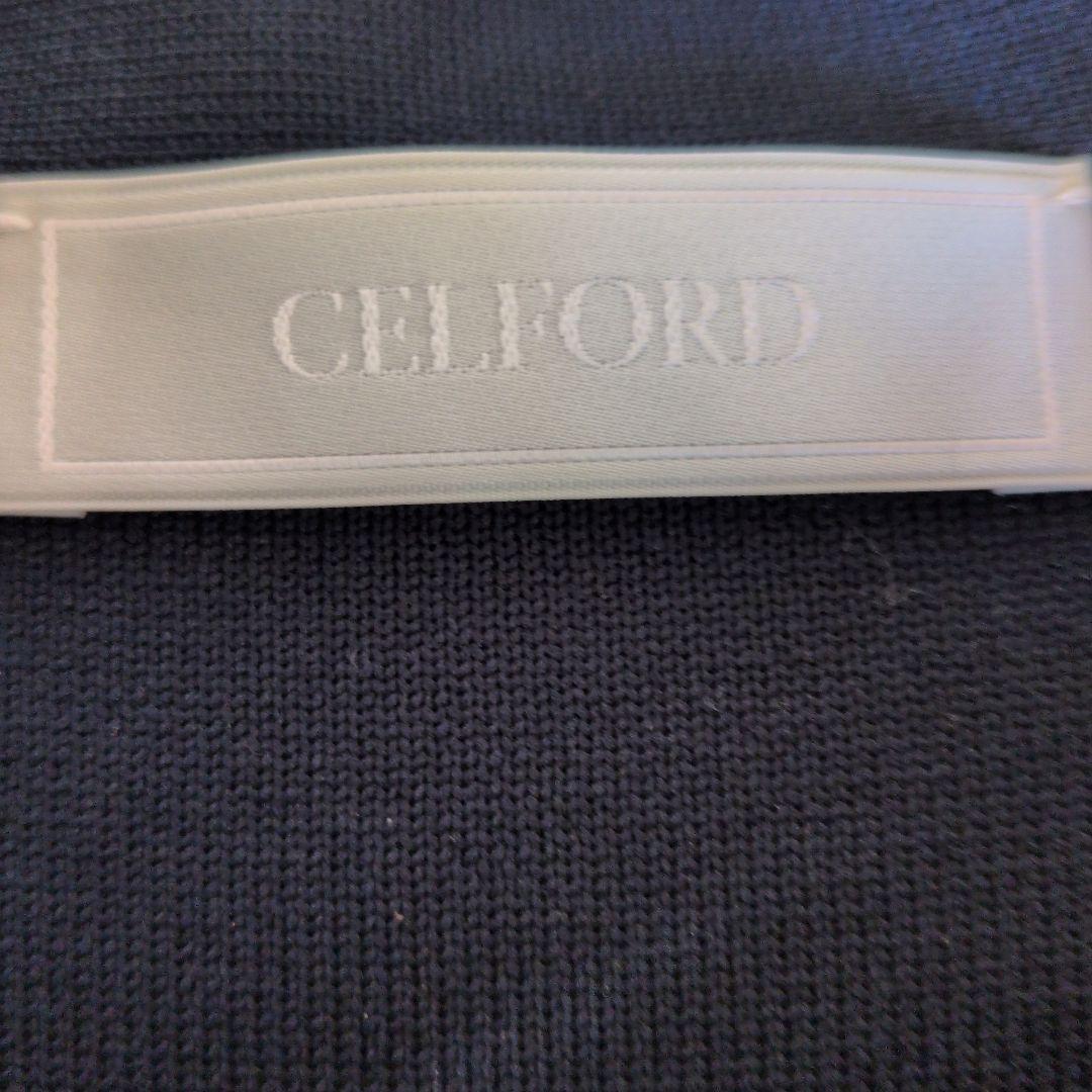 【CELFORD】 ボウタイニットワンピース　36 ネイビー