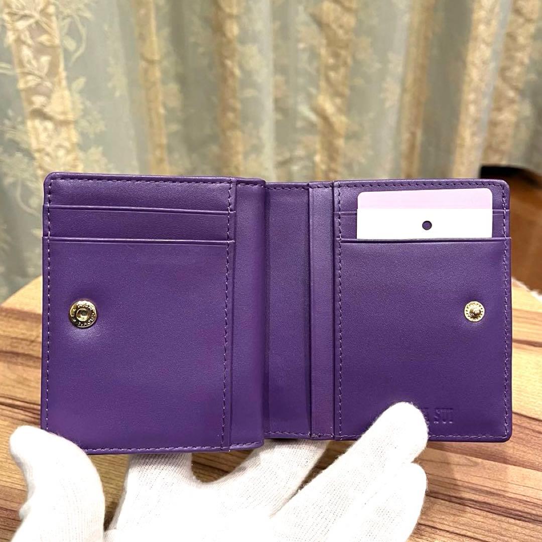 ✨希少✨新品✨ANNA SUI アナスイ 二つ折り財布 本革 刺繍ロゴ ネイビー