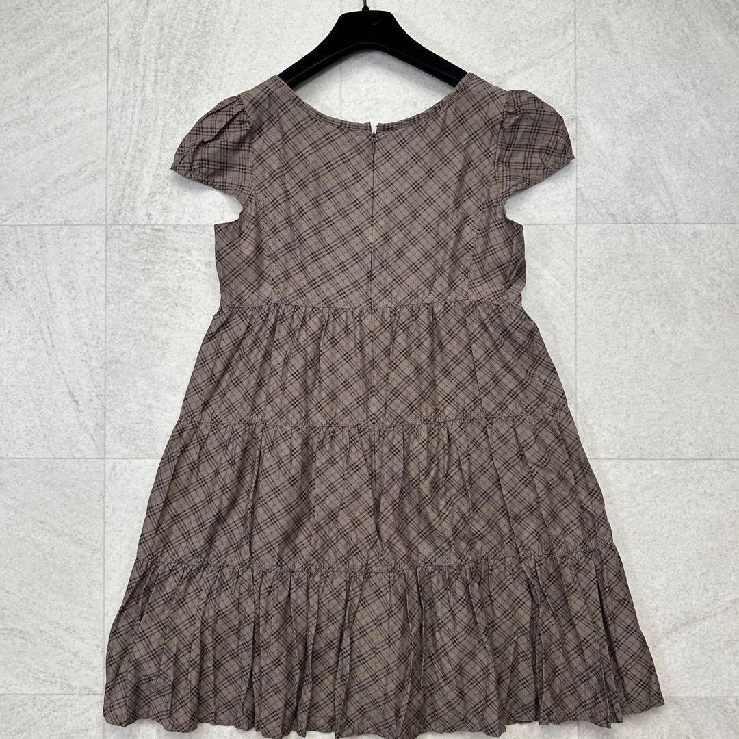 美品【バーバリーブルーレーベル】ワンピース ティアード ノバチェック ホース刺繍