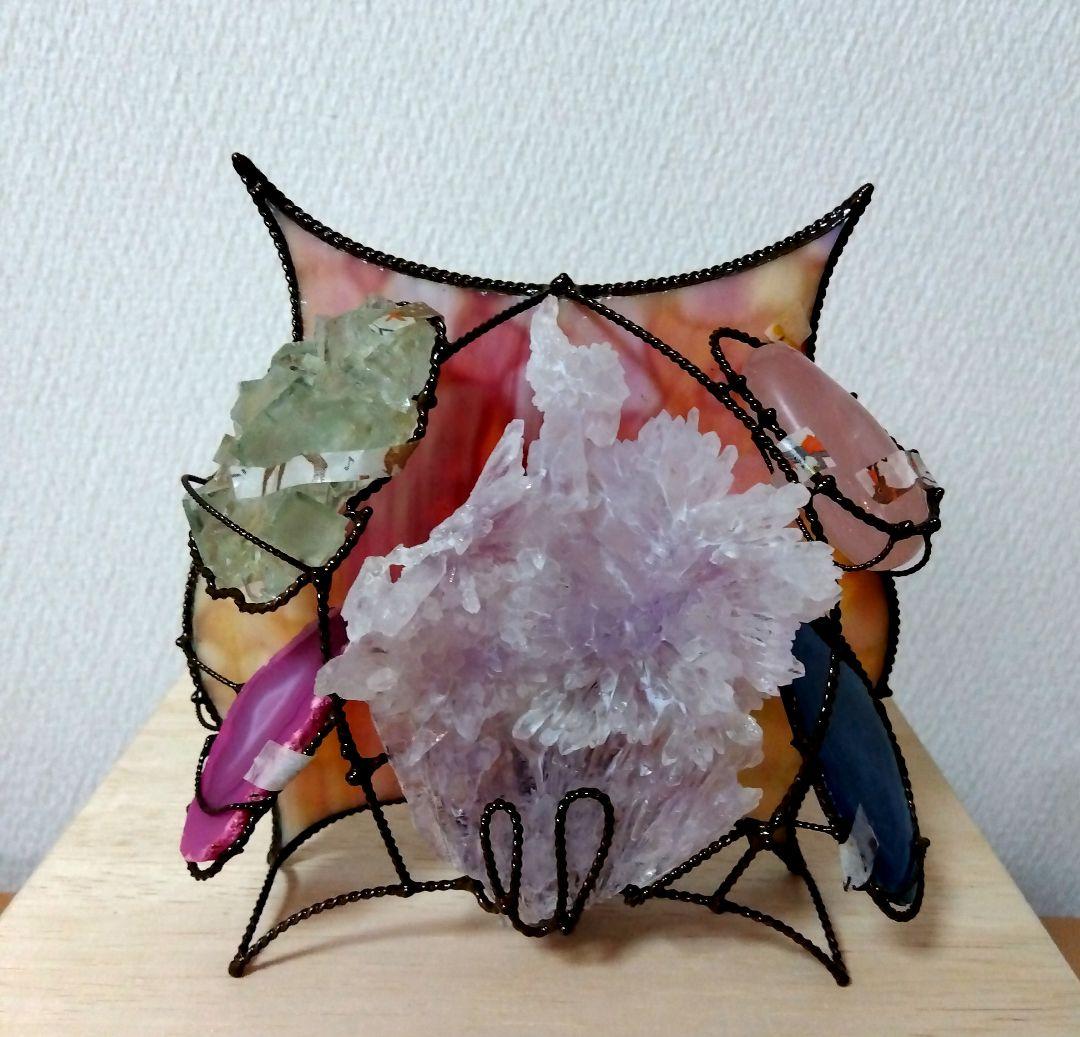 ♥天然石のオブジェランプ（フラワーアメジスト他）✨