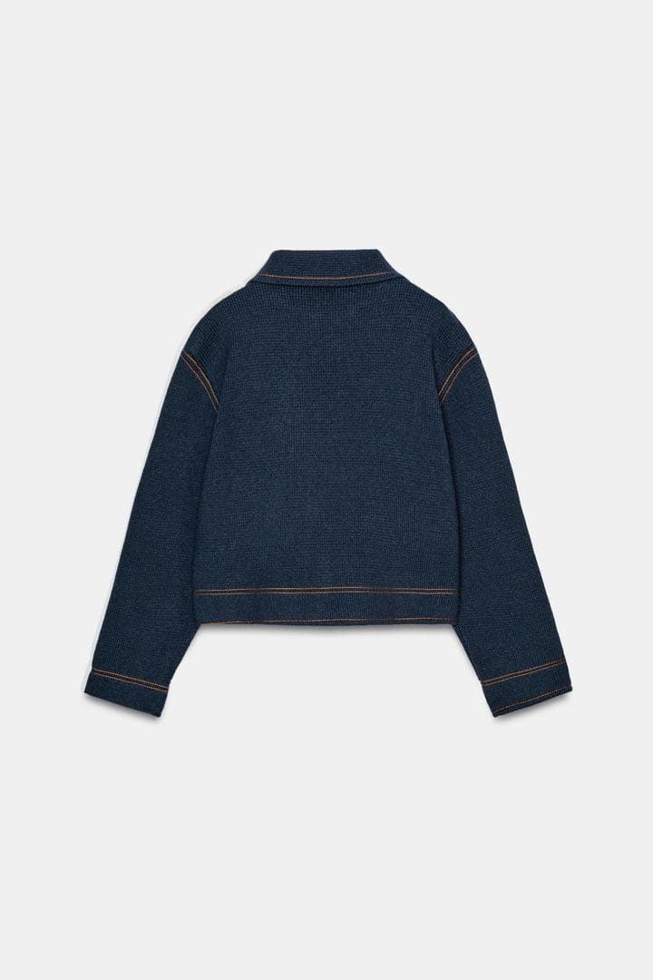 完売品ZARA コントラストボタン付きニットジャケットSサイズ新品タグ付き