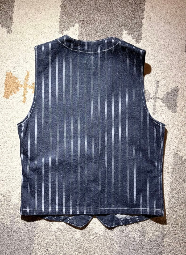 児島ジーンズ　KOJIMA GENES ストライプデニムベスト　L size