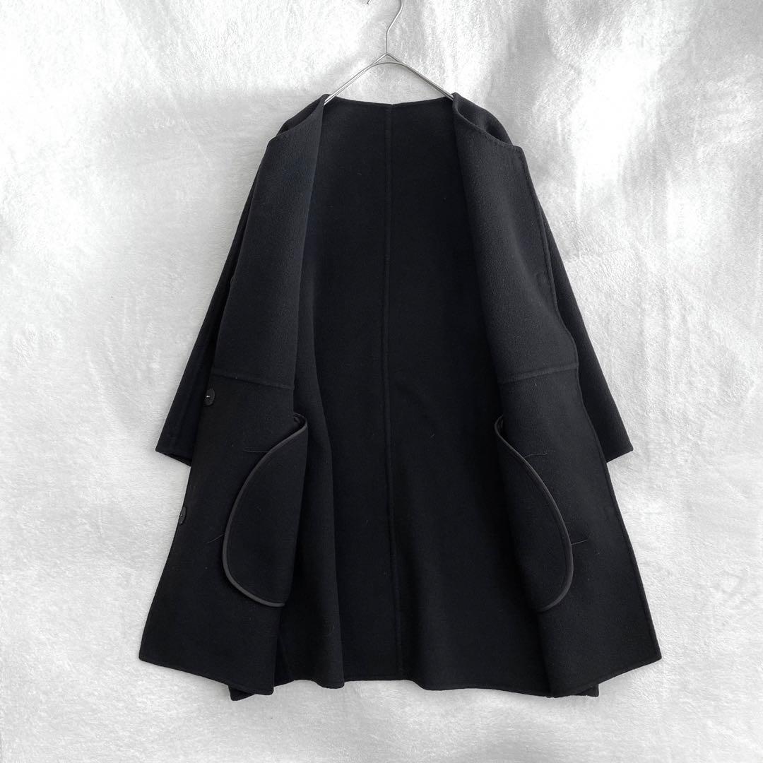 【美品✨】ドゥーズィエムクラス　Victorianリバーノーカラーコート　黒