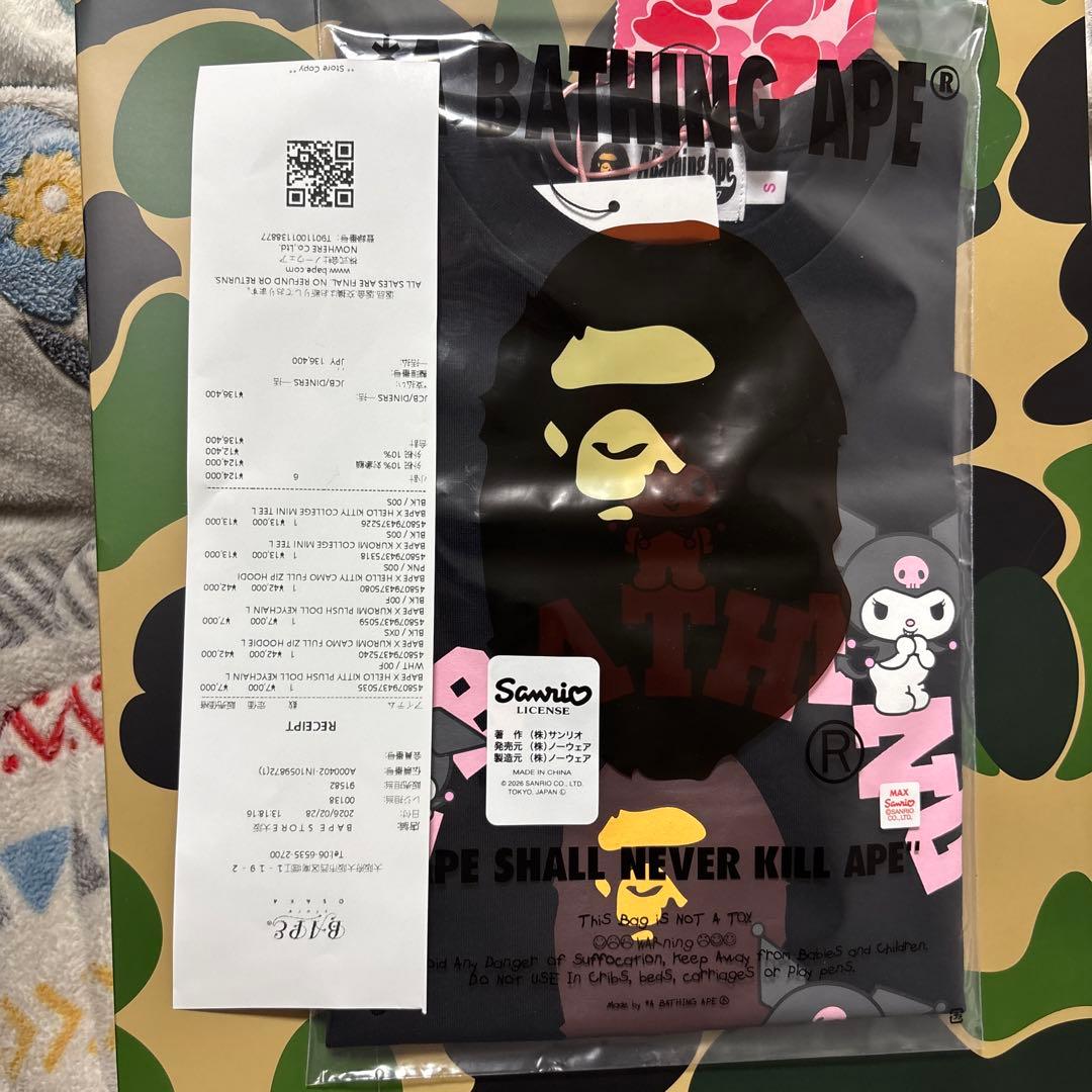 トップス BAPE X HELLO KITTY COLLEGE MINI TEE