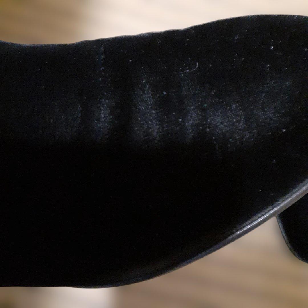 サントー二　ベルベットブラックシューズ 26.5cm ITALY