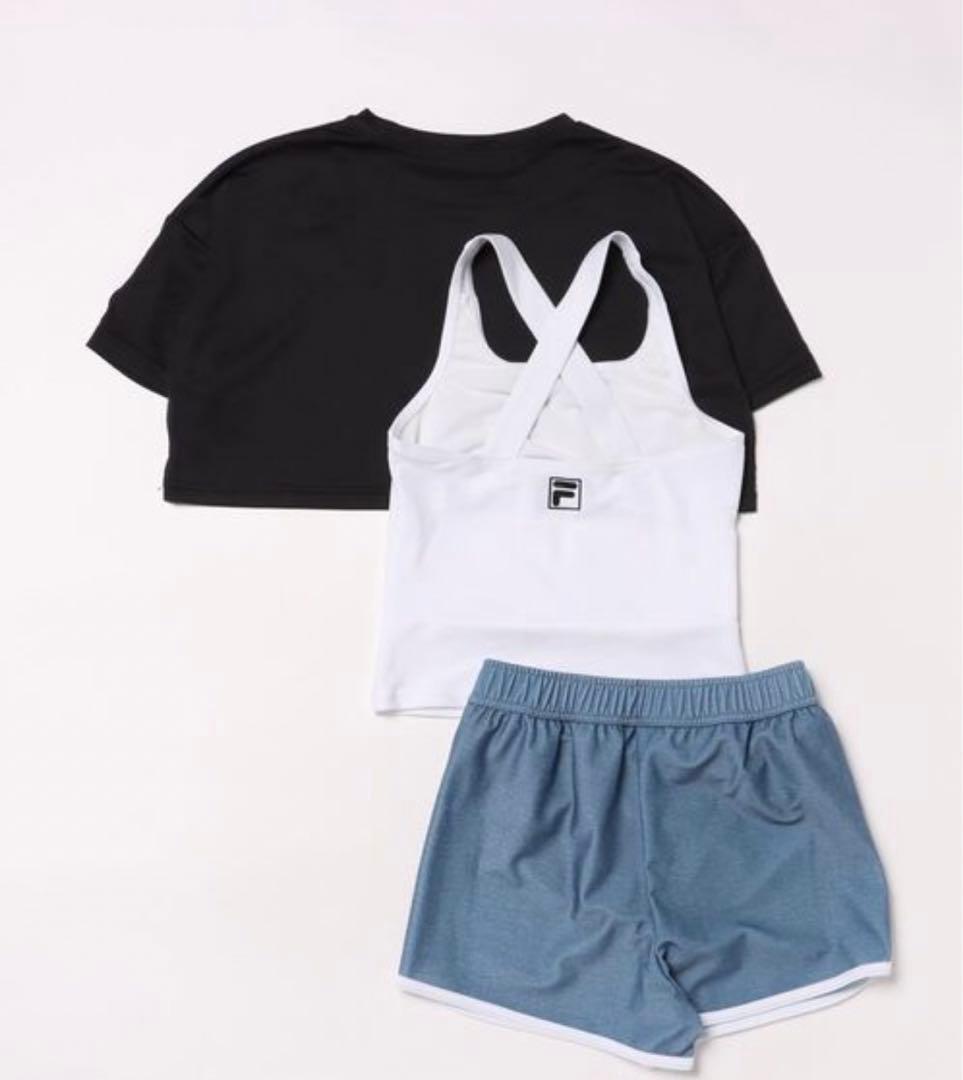 水着 「FILA/フィラ」キッズ短丈セパレート水着3点セット キッズ　新品