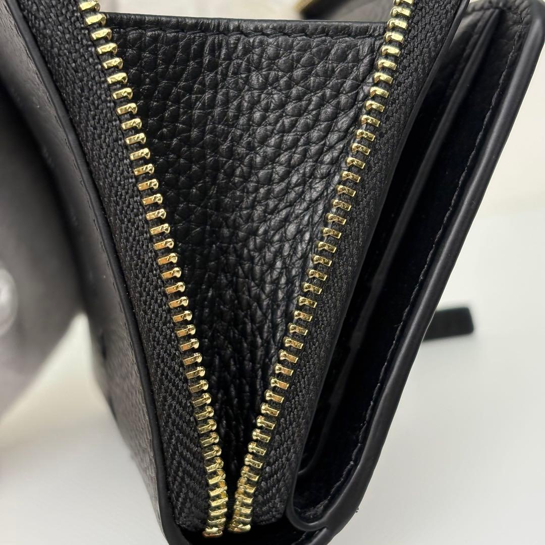 【箱付き】 Tory Burch 二つ折り財布 ラウンドファスナー ブラック