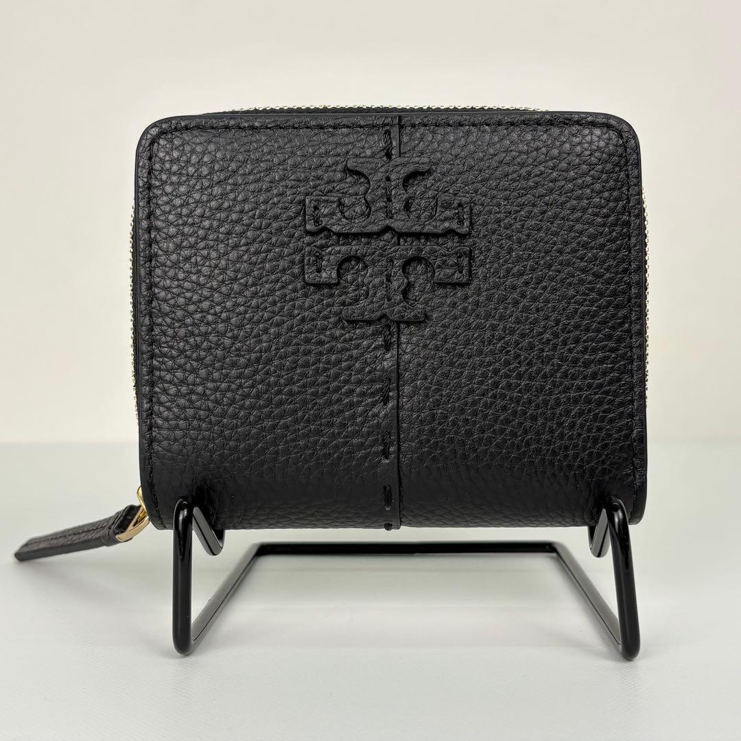 【箱付き】 Tory Burch 二つ折り財布 ラウンドファスナー ブラック