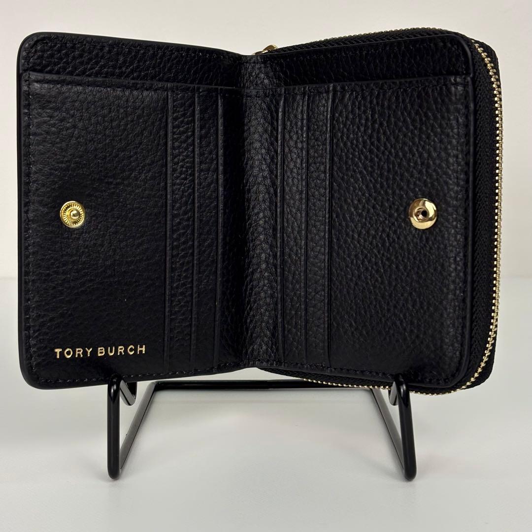 【箱付き】 Tory Burch 二つ折り財布 ラウンドファスナー ブラック