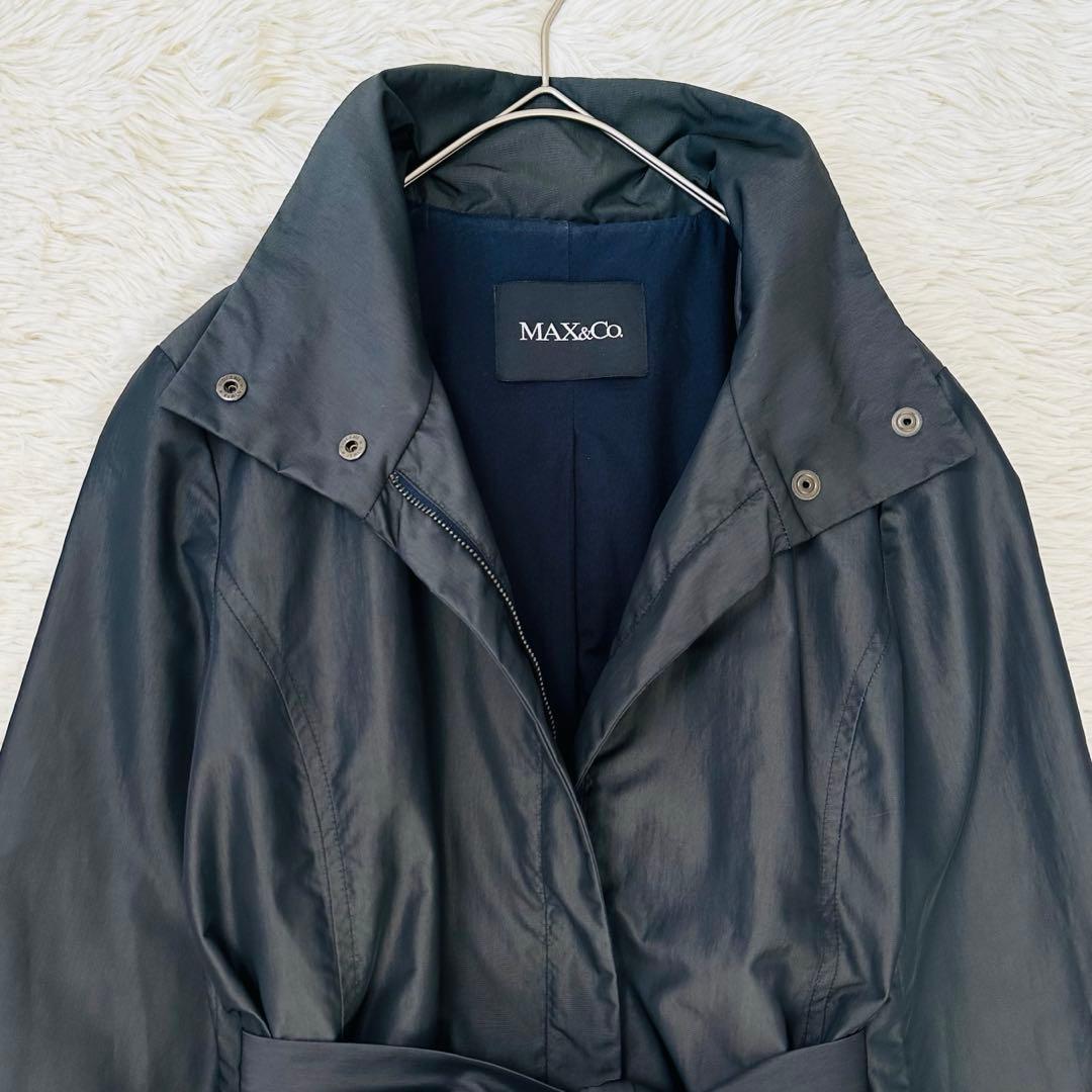 MAXMARA アンドコー スプリングコート ベルト スタンドカラー 光沢 L