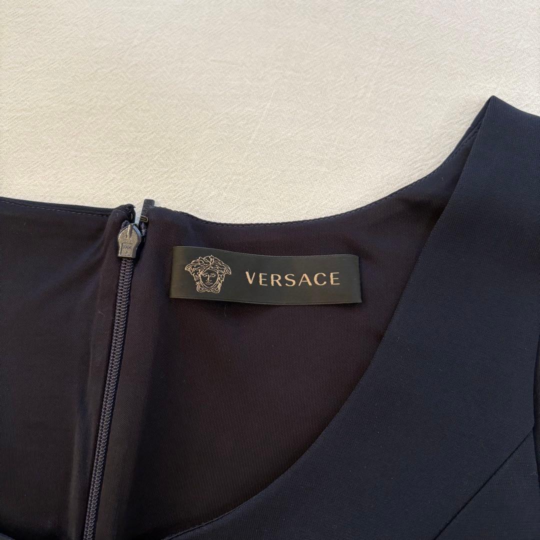 VERSACE ネイビー ノースリーブ ワンピース