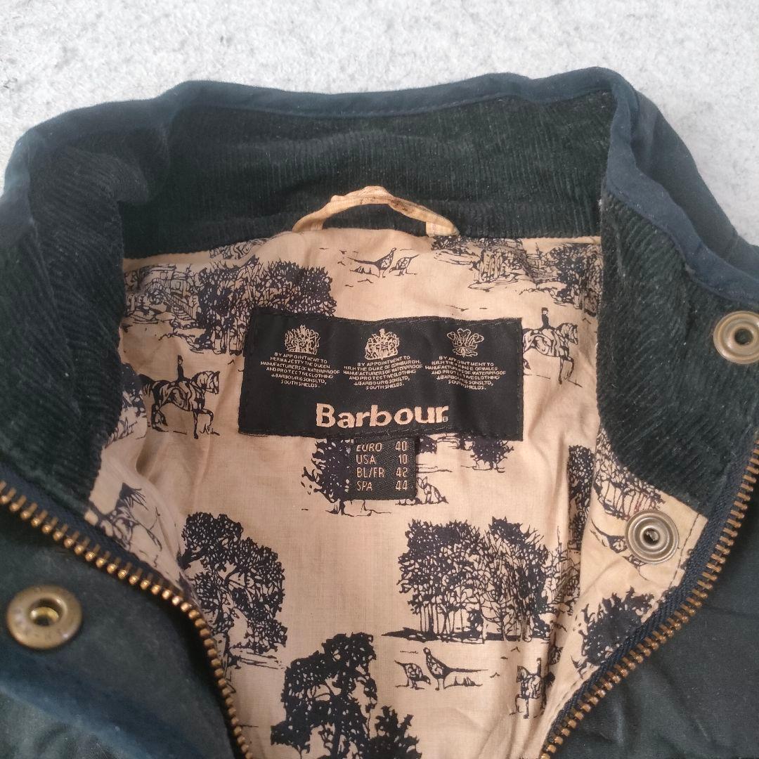 Barbour オイルドジャケット 総柄ライニング ネイビー