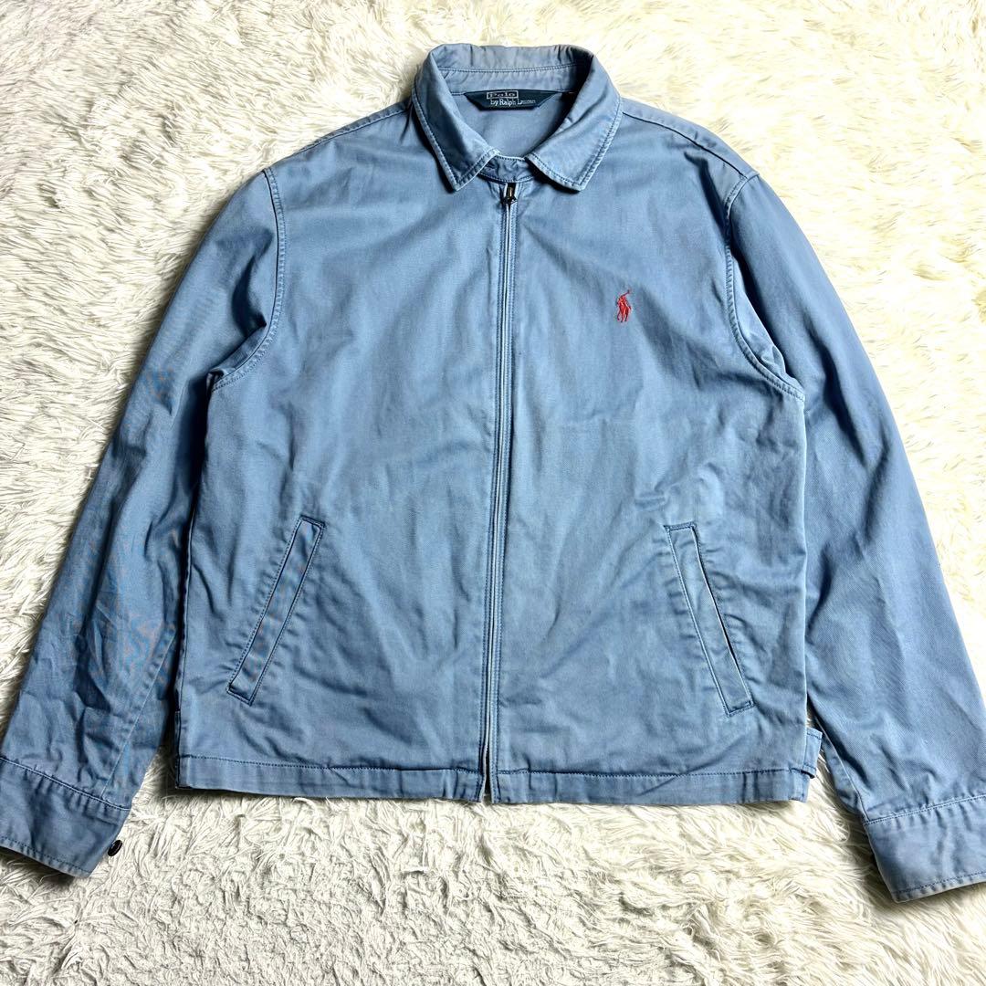 ポロラルフローレン スイングトップ 90s 三角タグ L ライトブルー フェード